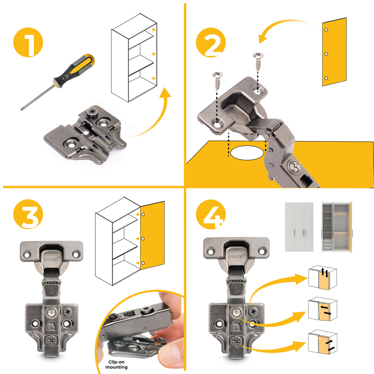 Kit cerniera collo alto X91 con chiusura ammortizzata e basetta
