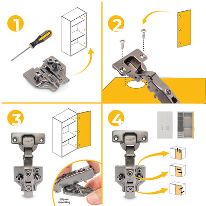 Kit cerniera collo dritto X91 con chiusura ammortizzata e basetta