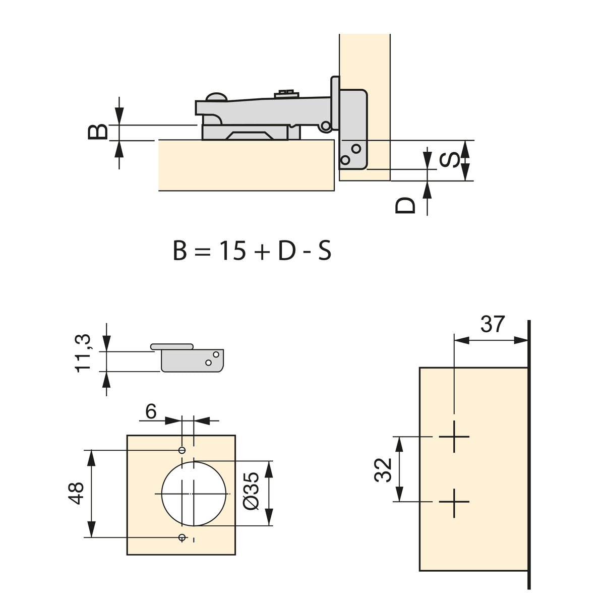 Kit cerniera collo dritto X91N e basetta
