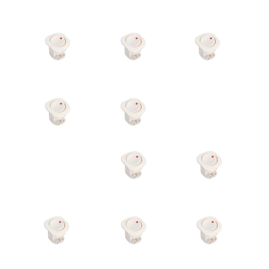 Emuca Lotto di 10 interruttori da incasso D21x21, Tecnoplastica, Bianco