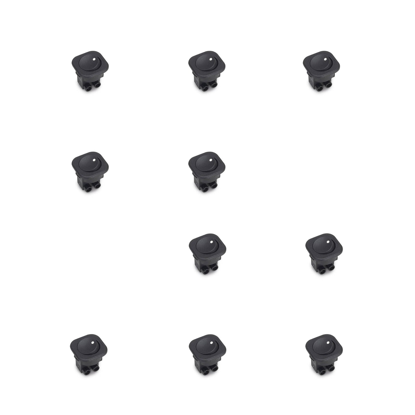 Emuca Lotto di 10 interruttori da incasso D21x21, Tecnoplastica, Nero