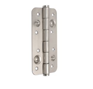 Emuca Lotto di 5 cerniere per porte di sicurezza, 150x80 mm, cerniere anti-leva con bordi arrotondati, senza perno di blocco, Acciaio, Nichel satinado