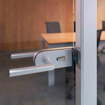 Emuca Serratura per porta in vetro con telaio in legno, scrocco orizzontale per porta in vetro 8-12mm, acciaio e alluminio, anodizzato opaco