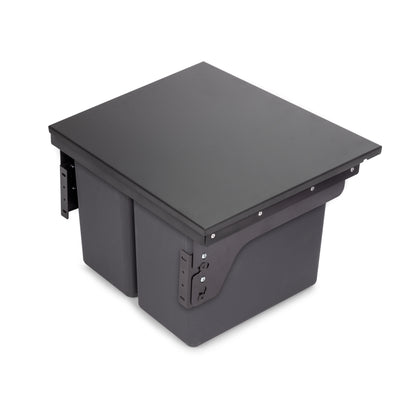 Emuca Recycle, contenitore per la raccolta differenziata da montare lateralmente sul mobile della cucina Recycle 2x24lt, Acciaio, Tecnoplastica Grigio antracite