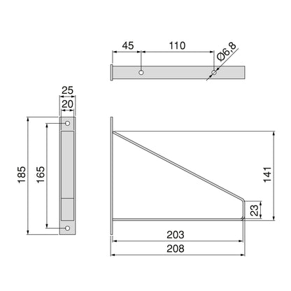 Emuca Set di supporti per mensole in legno Shelf con forma triangolare, Acciaio, Verniciato nero