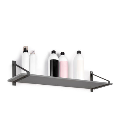 Emuca Set di supporti per mensole in legno Shelf con forma triangolare, Acciaio, Verniciato nero