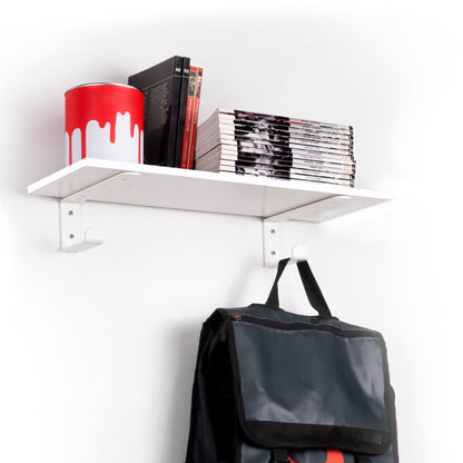 Emuca Set di supporti per mensole in legno Shelf con gancio integrato, Acciaio, Verniciato bianco