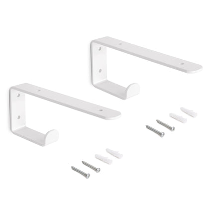 Emuca Set di supporti per mensole in legno Shelf con gancio integrato, Acciaio, Verniciato bianco