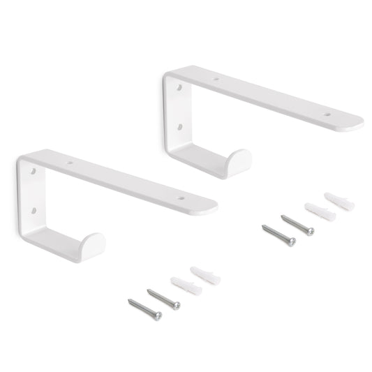 Emuca Set di supporti per mensole in legno Shelf con gancio integrato, Acciaio, Verniciato bianco