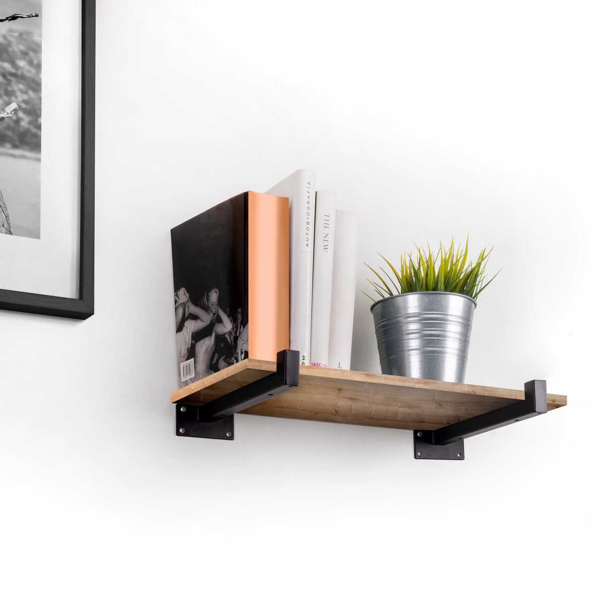 Set di supporti per mensole in legno Shelf dritto con tubo quadro