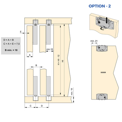 Emuca Kit di ferramenta per armadio 2 con porte scorrevoli e chiusura soft Flow2 con binari incassati 2,35 m, pannelli non inclusi, Verniciato nero