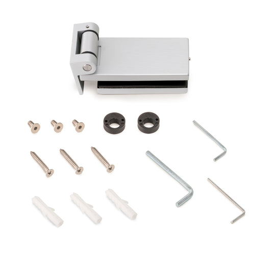 Emuca Cerniera per anta in vetro, cerniera orizzontale con forcella da 40 mm, per anta da 8-12 mm, alluminio e acciaio, grigio metallizzato