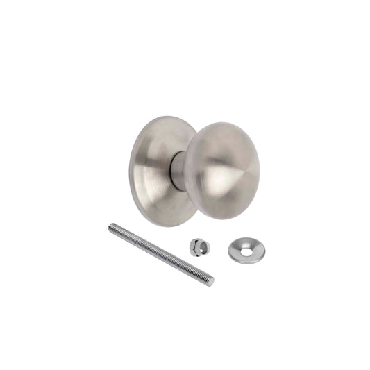 Emuca  Pomello rotondo per porte esterne di ingresso, Modello Bowler, Maniglia per porta d'ingresso Ø70mm, Acciaio inox, Nichel satinato