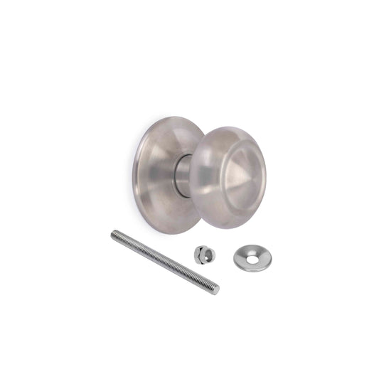 Emuca Pomello rotondo per porte esterne di ingresso, Modello Ferola, Maniglia per porta d'ingresso Ø70mm, Acciaio inox, Nichel satinato