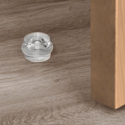Emuca Set di 6 tappi adesivi cilindrici per porte, fissaggio a pavimento, plastica, trasparente