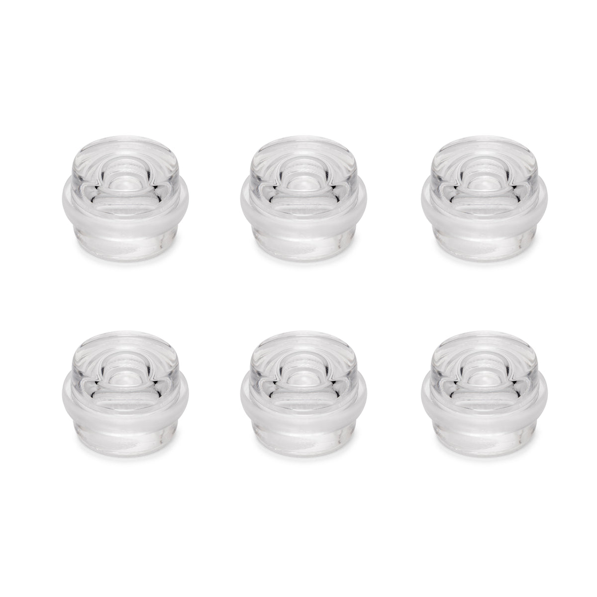 Emuca Set di 6 tappi adesivi cilindrici per porte, fissaggio a pavimento, plastica, trasparente