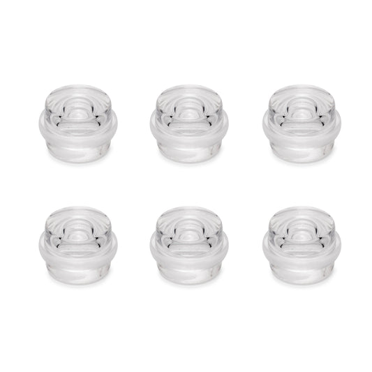 Emuca Set di 6 tappi adesivi cilindrici per porte, fissaggio a pavimento, plastica, trasparente