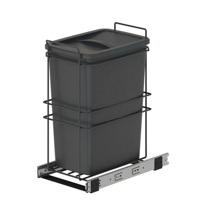 Emuca Pattumiera per differenziata Recycle da cucina, 35 L, fissaggio sul fondo ed estrazione manuale, Tecnoplastica grigio antracite