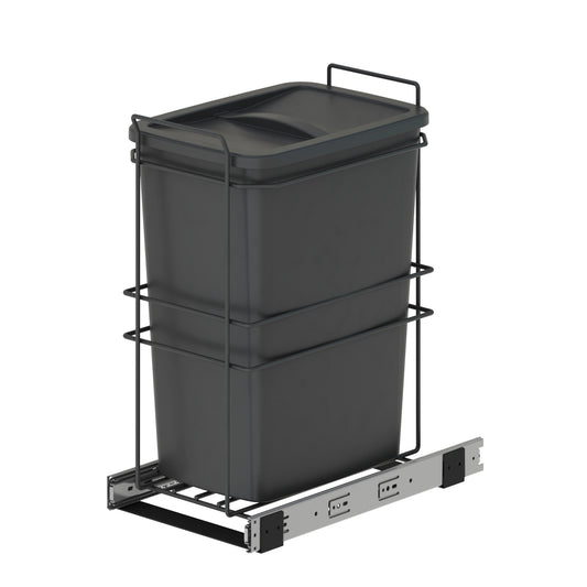 Emuca Pattumiera per differenziata Recycle da cucina, 35 L, fissaggio sul fondo ed estrazione manuale, Tecnoplastica grigio antracite