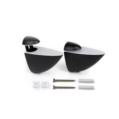 Emuca Set di mensole in legno o vetro Pelicano, Tecnoplastica e Zama, Verniciato nero