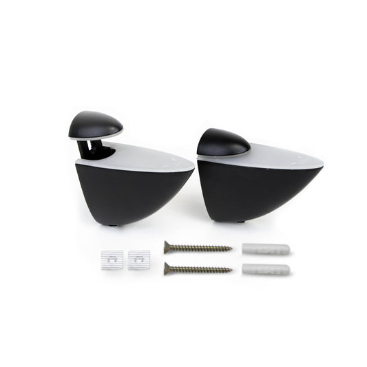 Emuca Set di mensole in legno o vetro Pelicano, Tecnoplastica e Zama, Verniciato nero