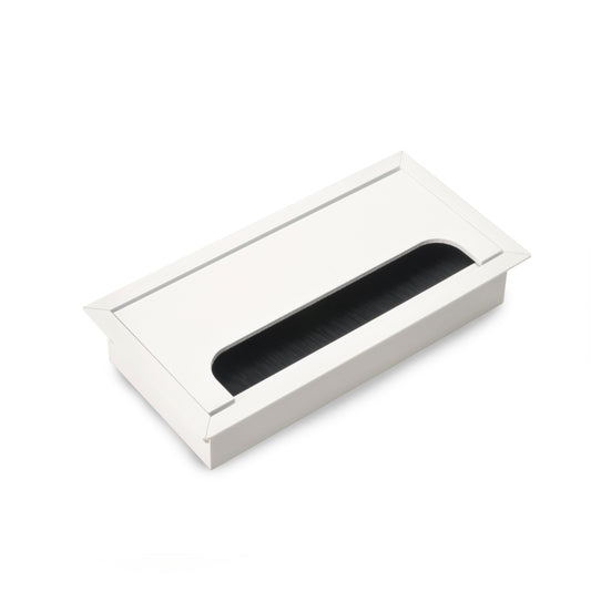 Passacavi da tavolo Emuca Quadrum, rettangolare, 159x80 mm, da incasso, Alluminio, Verniciato bianco