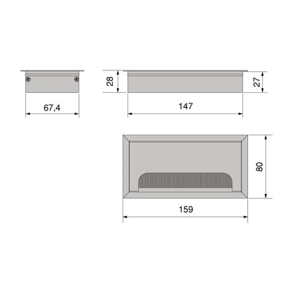Passacavi da tavolo Quadrum, rettangolare (159x80mm, 269x80mm)