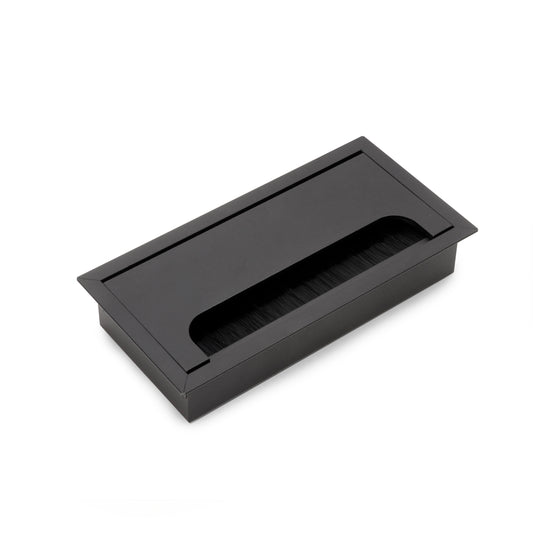Passacavi da tavolo Emuca Quadrum, rettangolare, 159x80 mm, da incasso, Alluminio, Verniciato nero