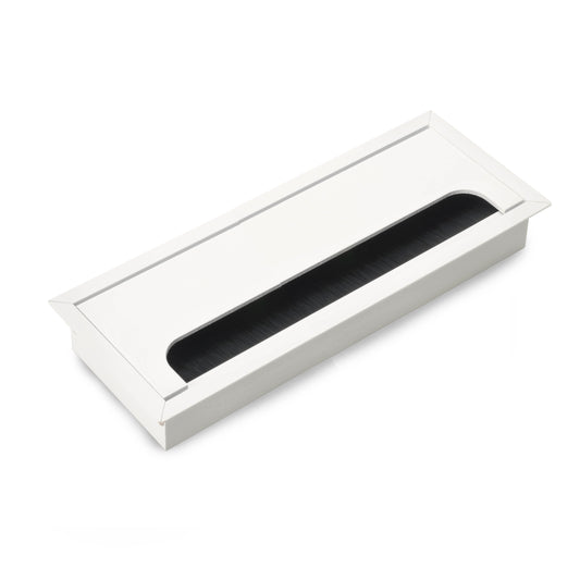 Passacavi da tavolo Emuca Quadrum, rettangolari, 269x80 mm, da incasso, Alluminio, Verniciato bianco