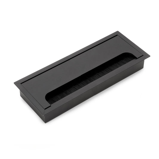 Passacavi da tavolo Emuca Quadrum, rettangolare, 269x80 mm, da incasso, Alluminio, Verniciato nero
