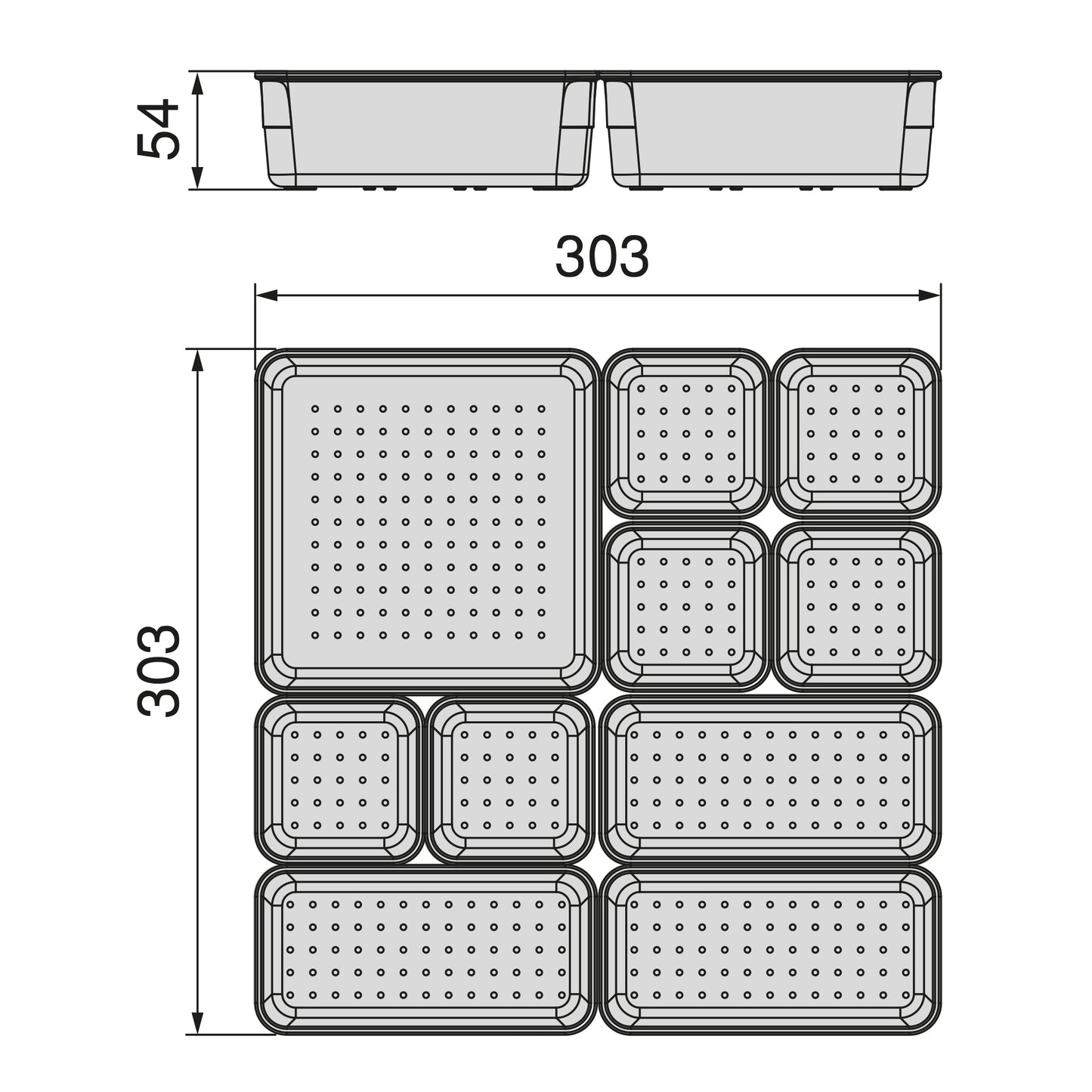 Emuca Kit di 10 contenitori organizer Cube per cassetti, Plastica, Trasparente