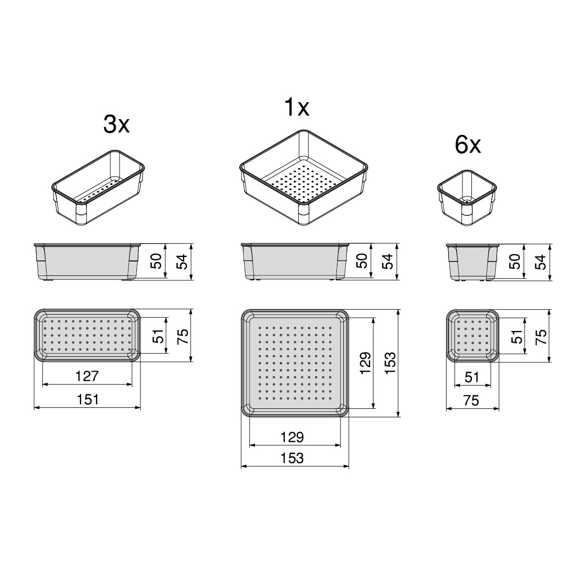 Kit di contenitori organizer Cube per cassetti