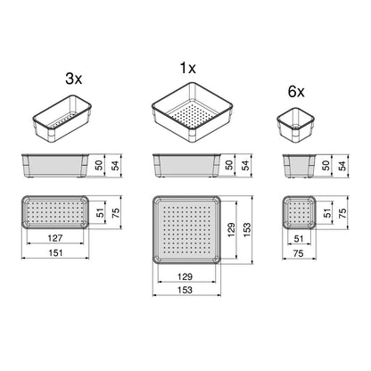 Kit di contenitori organizer Cube per cassetti