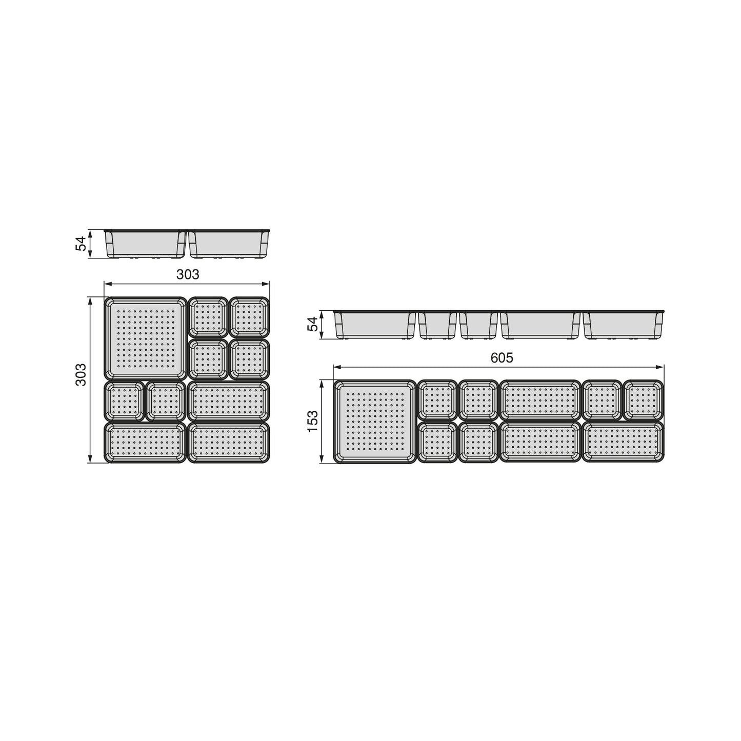 Emuca Kit di 10 contenitori organizer Cube per cassetti, Plastica, Trasparente