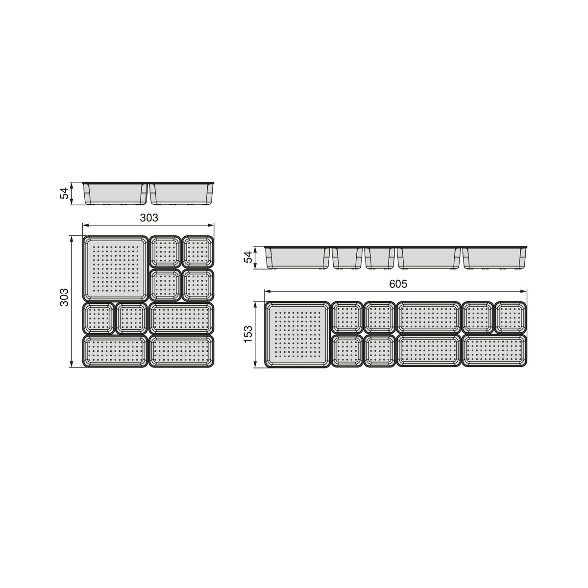 Kit di contenitori organizer Cube per cassetti