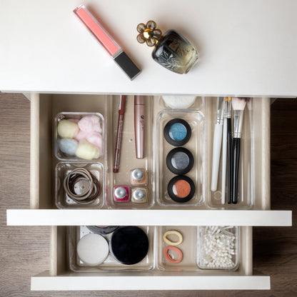 Emuca Kit di 10 contenitori organizer Cube per cassetti, Plastica, Trasparente