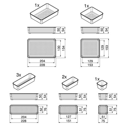 Emuca Kit di 8 contenitori organizer Cube per cassetti, Plastica, Trasparente