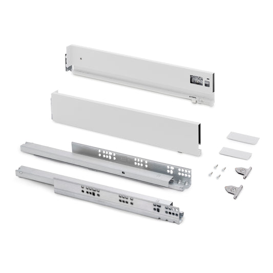 Emuca Cassetto esterno Vertex con regolazione 3D altezza 93mm, 40kg, profondità 270mm, Acciaio, Verniciato bianco