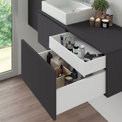 Emuca Cassetto esterno Vertex con regolazione 3D altezza 131mm, 40kg, profondità 550mm, Acciaio, Verniciato bianco