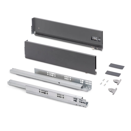 Emuca Cassetto esterno Vertex con regolazione 3D altezza 131mm, 40kg, profondità 400mm, Acciaio, Grigio antracite