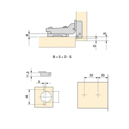 Kit cerniera mezzo collo X91 con chiusura ammortizzata e basetta dritto