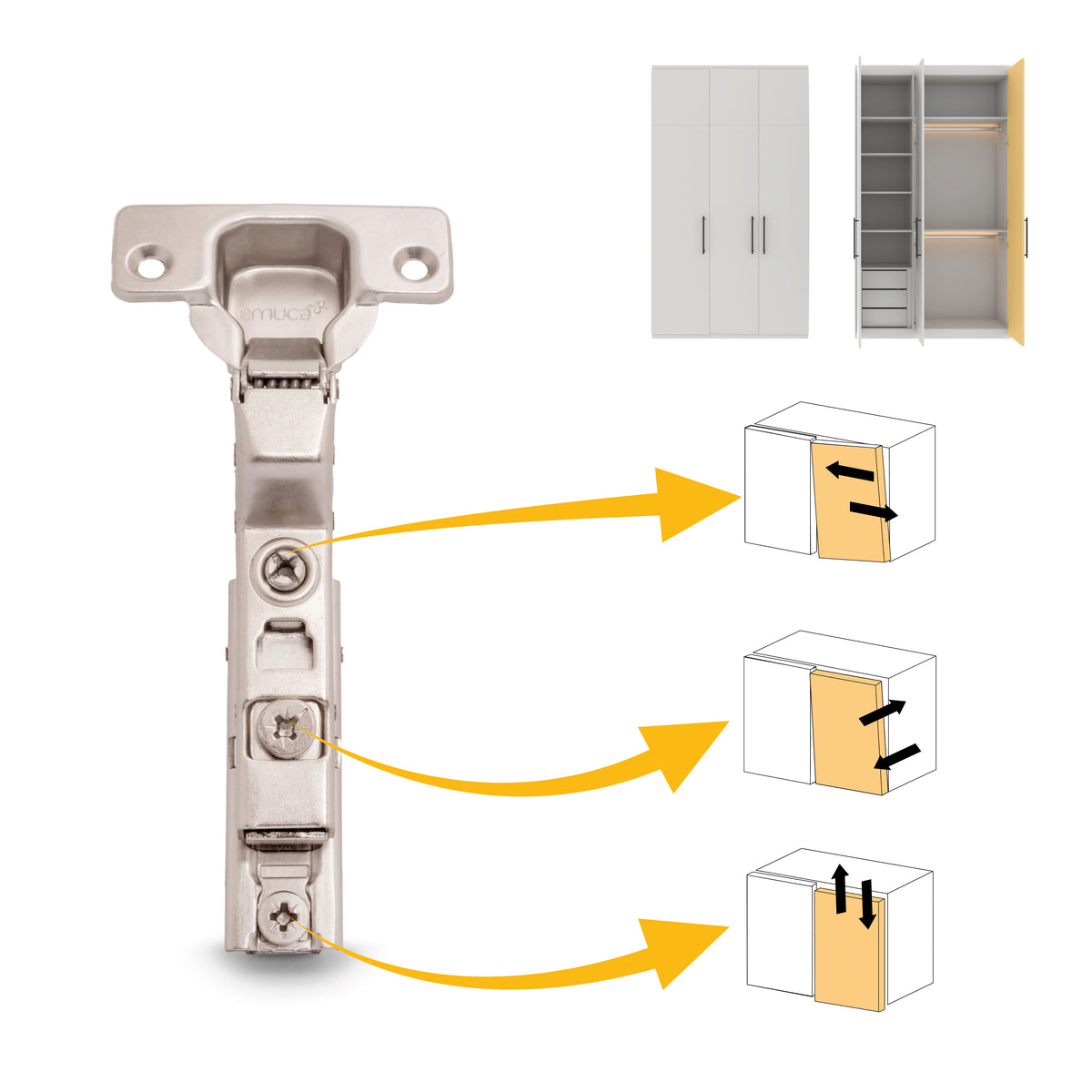 Kit cerniera collo alto X91 con chiusura ammortizzata e basetta dritto