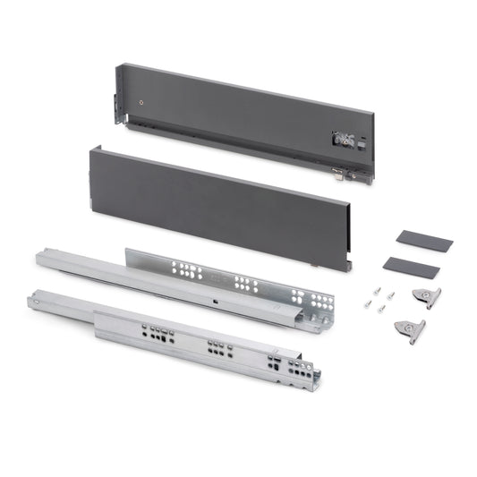 Emuca Cassetto esterno Vertex con regolazione 3D altezza 131mm, 40kg, profondità 300mm, Acciaio, Grigio antracite