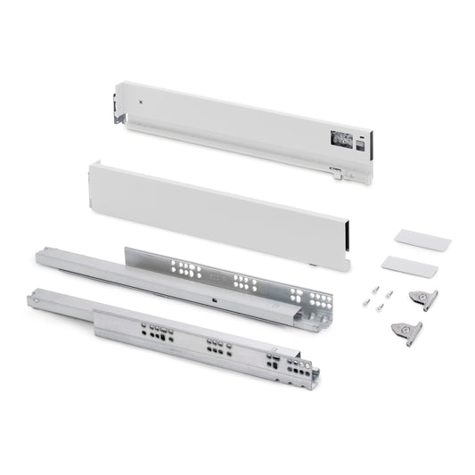 Emuca Cassetto esterno Vertex con regolazione 3D altezza 83mm, 40kg, profondità 500mm, Acciaio, Verniciato bianco