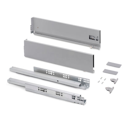 Emuca Cassetto esterno Vertex con regolazione 3D altezza 131mm, 40kg, profondità 500mm, Acciaio, Verniciato alluminio