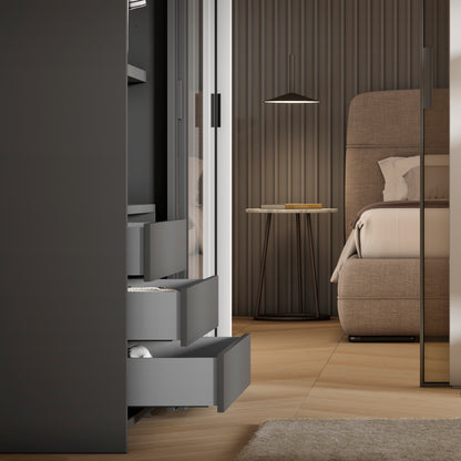 Emuca Cassetto esterno Vertex con regolazione 3D altezza 178mm, 40kg, profondità 450mm, Acciaio, Verniciato alluminio
