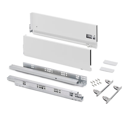 Emuca Cassetto esterno Vertex con regolazione 3D altezza 178mm, 60kg, profondità 500mm, Acciaio, Verniciato bianco