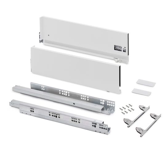 Emuca Cassetto esterno Vertex con regolazione 3D altezza 178mm, 60kg, profondità 500mm, Acciaio, Verniciato bianco