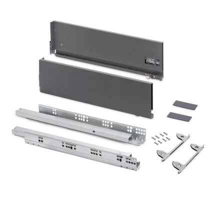 Emuca Cassetto esterno Vertex con regolazione 3D altezza 178mm, 60kg, profondità 500mm, Acciaio, Grigio antracite