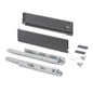 Emuca Cassetto esterno Vertex con regolazione 3D altezza 131mm, 40kg, spessore del pannello di 18mm, profondità 450mm, Acciaio, Grigio antracite